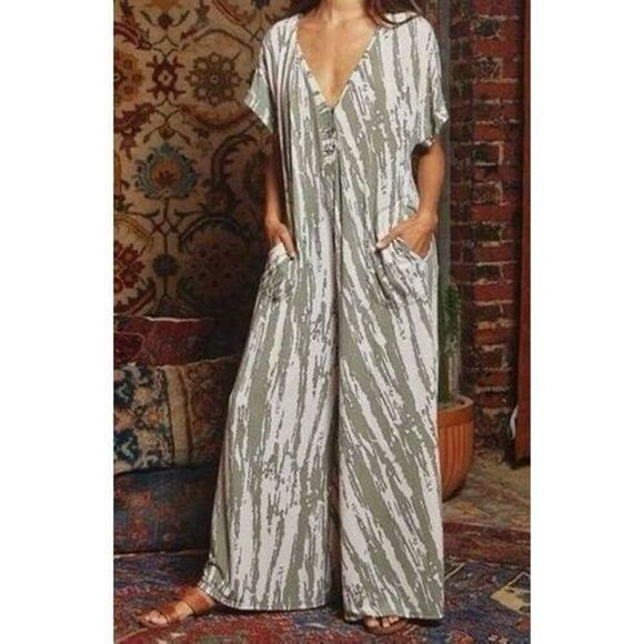 Bucketlist Womens Mauve White Loose Fit Tie Dye Jumpsuit Romper Small - Picture 1 of 8